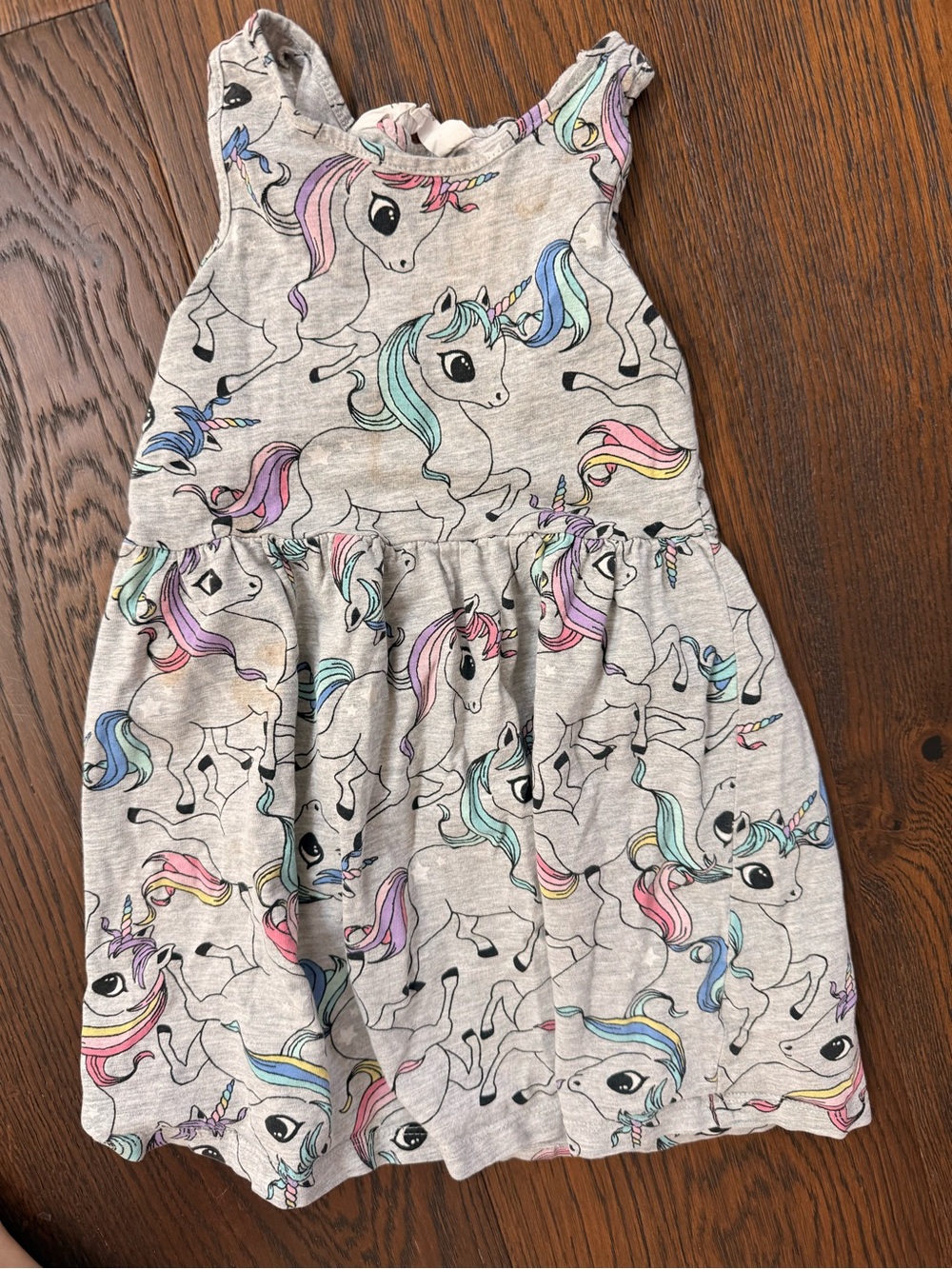 H&M Gray Unicorn Dress with Pastel Rainbow Manes